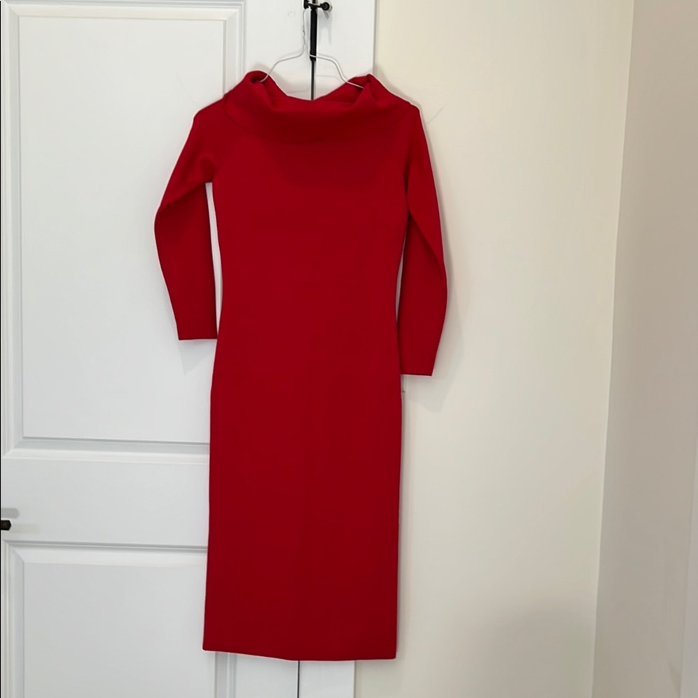 Ann Taylor Red Cowl Neck Sheath Dress
